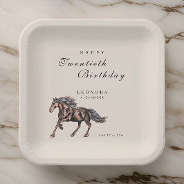 水彩神秘的な馬ANY誕生日パーティー ペーパープレート