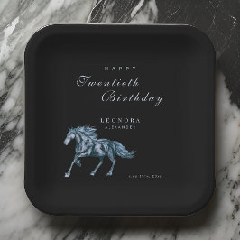 水彩神秘的な馬ANY誕生日パーティー ペーパープレート