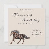 水彩神秘的な馬ANY誕生日パーティー 招待状 (正面)