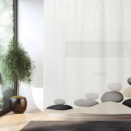 水彩禅石ガーデン日本のスタイル シャワーカーテン