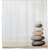 水彩禅石ガーデン日本のスタイル シャワーカーテン (正面)