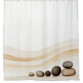 水彩禅石ガーデン日本のスタイル シャワーカーテン (正面)