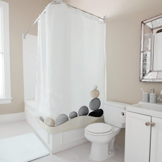 水彩禅石ガーデン日本のスタイル シャワーカーテン (インサイチュ)