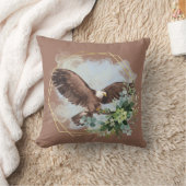 水彩禿げたイーグル枠付きブーケ クッション (ブランケット)