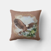 水彩禿げたイーグル枠付きブーケ クッション (裏面)