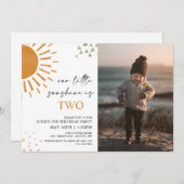 水彩私たちのリトルサンシャインフォト誕生日 招待状 (正面/裏面)