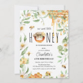 水彩私たちの甘いハニービー子供の誕生日パーティー 招待状 (正面)