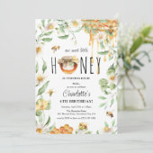 水彩私たちの甘いハニービー子供の誕生日パーティー 招待状 (スタンド正面)