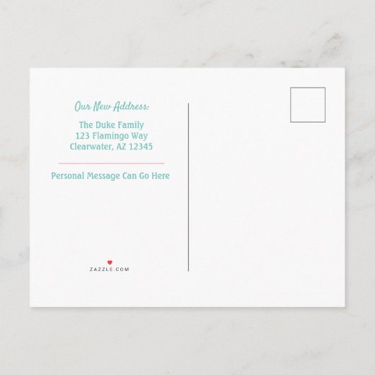 水彩私たちはFlamingoアドレスを移動した 案内ポストカード (裏面)