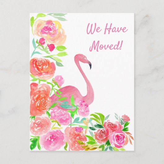 水彩私たちはFlamingoアドレスを移動した 案内ポストカード (正面)