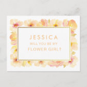 水彩私の花の女の子のリクエスト ポストカード (正面)