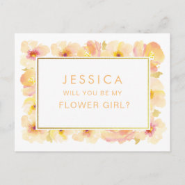 水彩私の花の女の子のリクエスト ポストカード