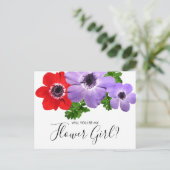 水彩私の花の女の子の花嫁はがき インビテーションポストカード (スタンド正面)