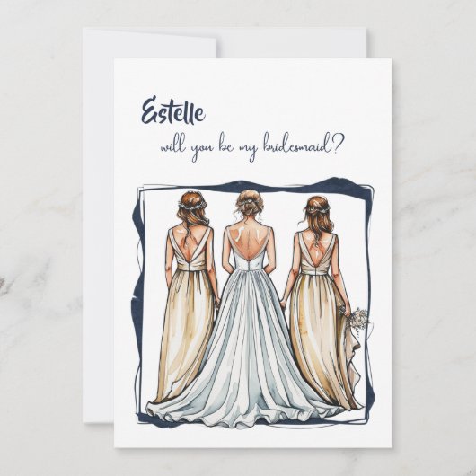 水彩私の花嫁のプロポーザルのカードになる 案内状 (正面)