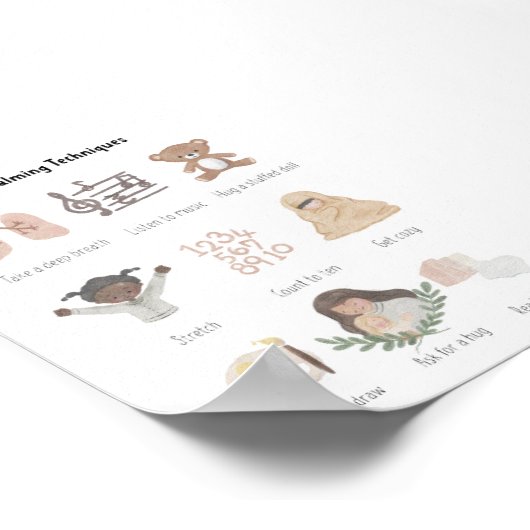 水彩私の落ち着きテクニックのチャートのポスター ポスター (角)