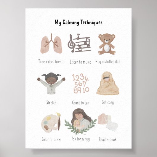 水彩私の落ち着きテクニックのチャートのポスター ポスター (正面)