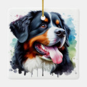 水彩私は私のベルネーズマウンテンドッグが大好き セラミックオーナメント (裏面)