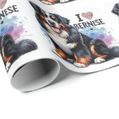 水彩私は私のベルネーズマウンテンドッグが大好き ラッピングペーパー (ロールコーナー)