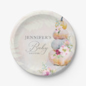 水彩秋かぼちゃガールベビーシャワー ペーパープレート (正面)