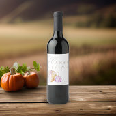 水彩秋かぼちゃ感謝祭 ワインラベル