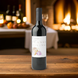 水彩秋かぼちゃ感謝祭 ワインラベル