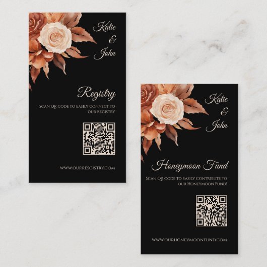 水彩秋のエレガンス結婚ズ登録 –  名刺 (正面/裏面)