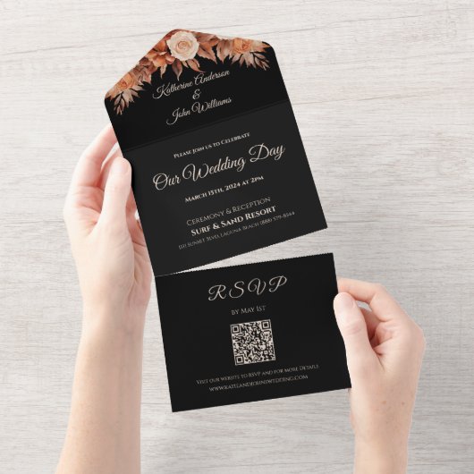 水彩秋のエレガンス結婚ズ –  オールインワン招待状 (貼ってはがせる)