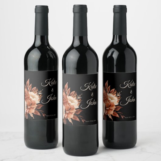 水彩秋のエレガンス結婚ズ –  ワインラベル (ボトル)