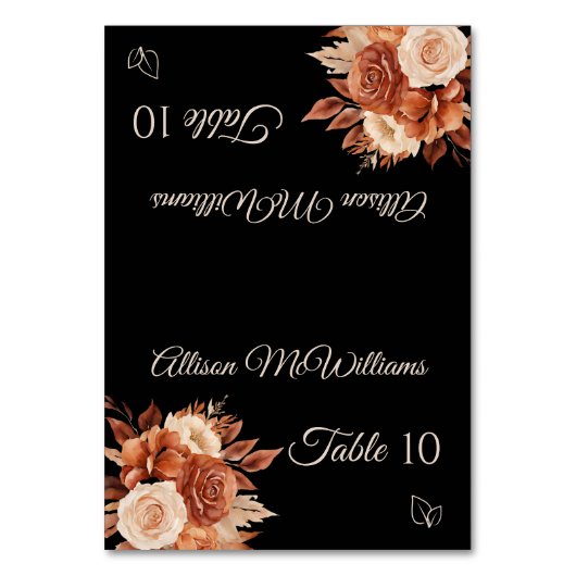 水彩秋のエレガンス – ベジタリアンアイコン –  テーブルナンバー (正面)