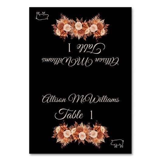 水彩秋のエレガンス – ポークアイコン –  テーブルナンバー (正面)