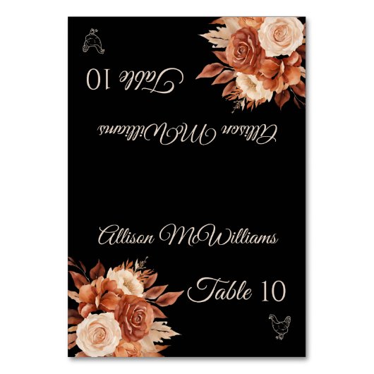 水彩秋のエレガンス – 家禽アイコン –  テーブルナンバー (正面)