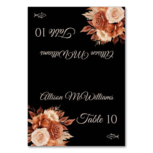 水彩秋のエレガンス – 魚アイコン –  テーブルナンバー (正面)