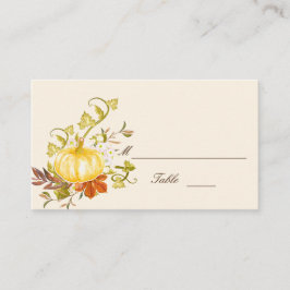 水彩秋のカボチャと葉ズフラ結婚ット プレイスカード