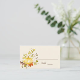 水彩秋のカボチャと葉ズフラ結婚ット プレイスカード