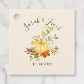 水彩秋のカボチャと葉ズ結婚ズ フェイバータグ (正面)