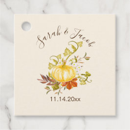 水彩秋のカボチャと葉ズ結婚ズ フェイバータグ