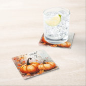 水彩秋のカボチャに感謝 スクエアペーパーコースター (インサイチュ)