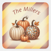 水彩秋のカボチャのパタパーソナライズされたーン スクエアシール (正面)