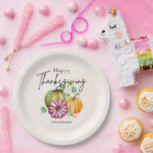 水彩秋のカボチャ幸せな感謝祭 ペーパープレート (パーティー)