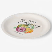 水彩秋のカボチャ幸せな感謝祭 ペーパープレート (アングル)