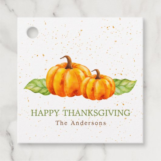 水彩秋のカボチャ感謝祭 フェイバータグ (正面)