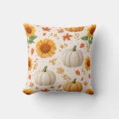 水彩秋のカボチャ&ひまわり模様 クッション (正面)