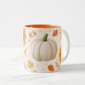 水彩秋のカボチャ&ひまわり模様 ツートーンマグカップ (正面右)