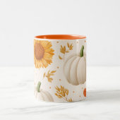 水彩秋のカボチャ&ひまわり模様 ツートーンマグカップ (中央)