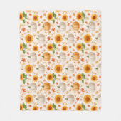 水彩秋のカボチャ&ひまわり模様 フリースブランケット (正面)