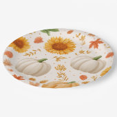 水彩秋のカボチャ&ひまわり模様 ペーパープレート (アングル)