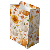 水彩秋のカボチャ&ひまわり模様 ミディアムペーパーバッグ (裏面アングル)