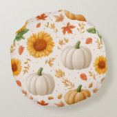 水彩秋のカボチャ&ひまわり模様 ラウンドクッション (裏面)