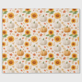 水彩秋のカボチャ&ひまわり模様 ラッピングペーパー (フラット)