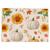 水彩秋のカボチャ&ひまわり模様 ラージペーパーバッグ (裏面)